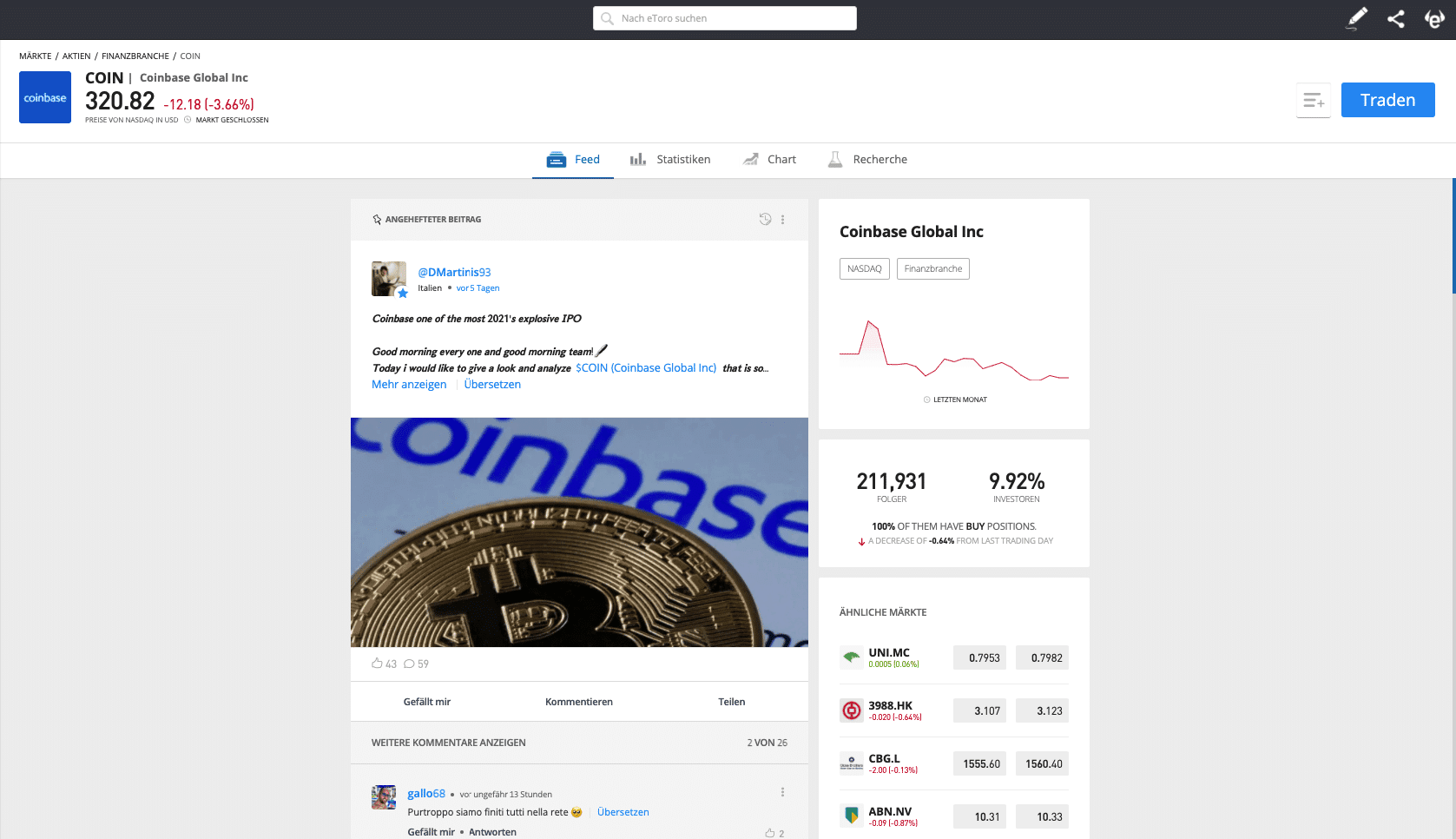 Coinbase Aktie kaufen