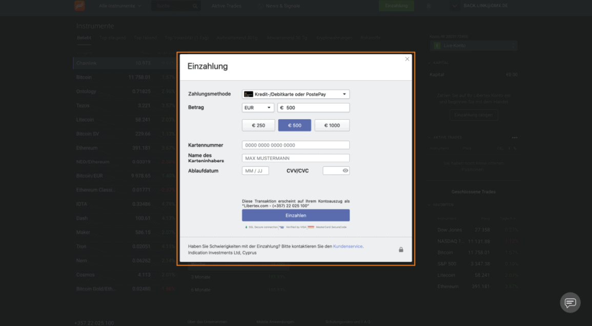 Libertex Einzahlung