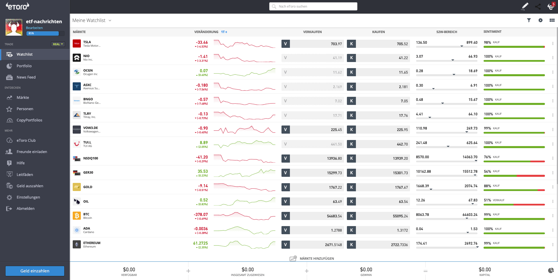 eToro Dashboard