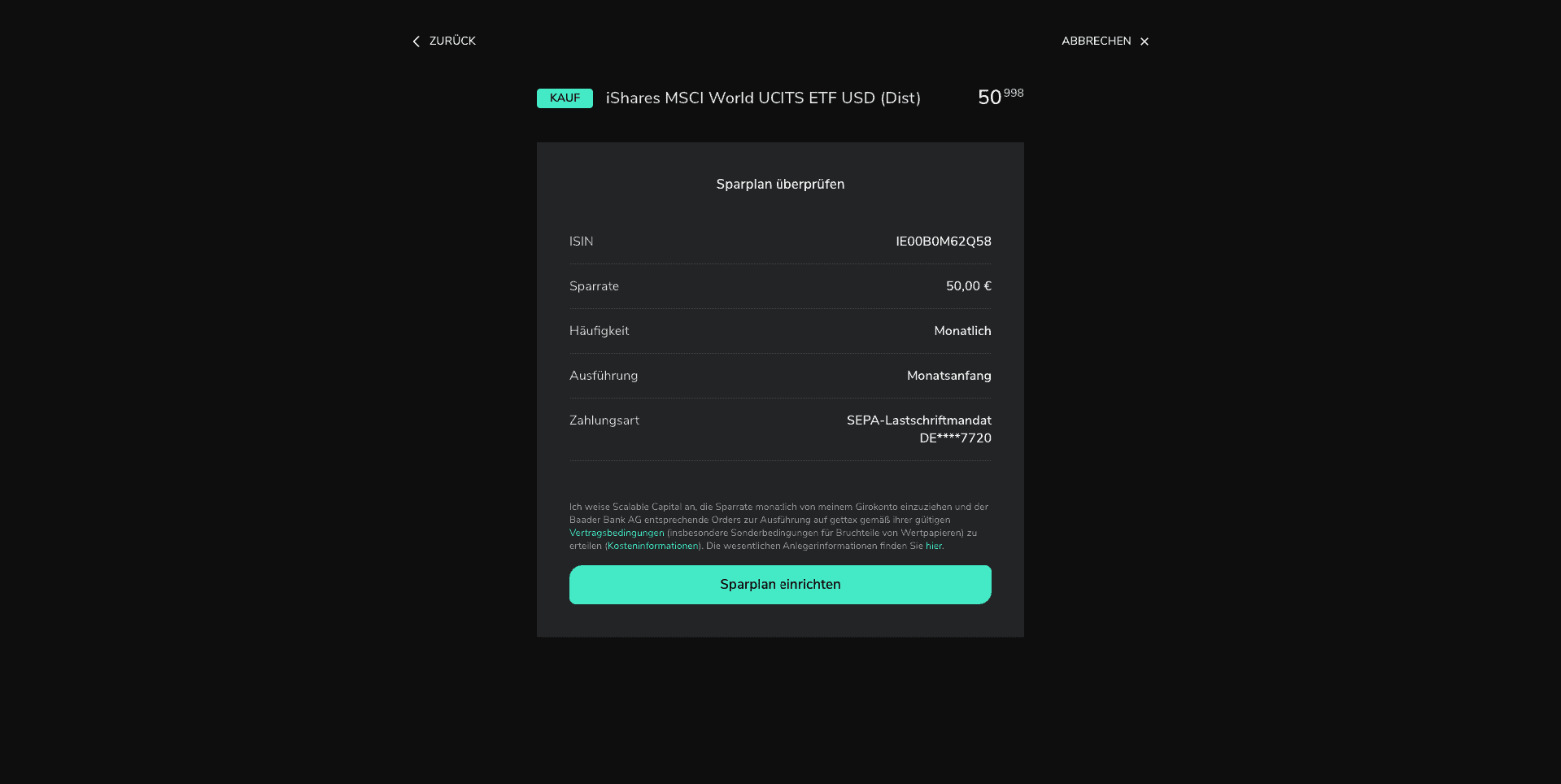 Scalable Capital ETF Sparplan einrichten