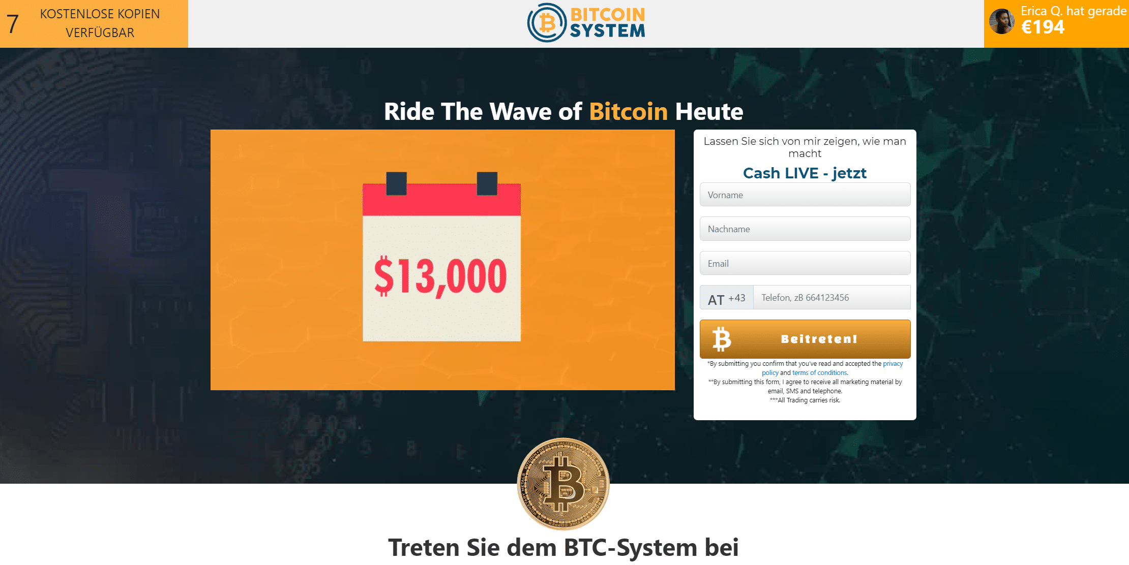 Bitcoin System Webseite