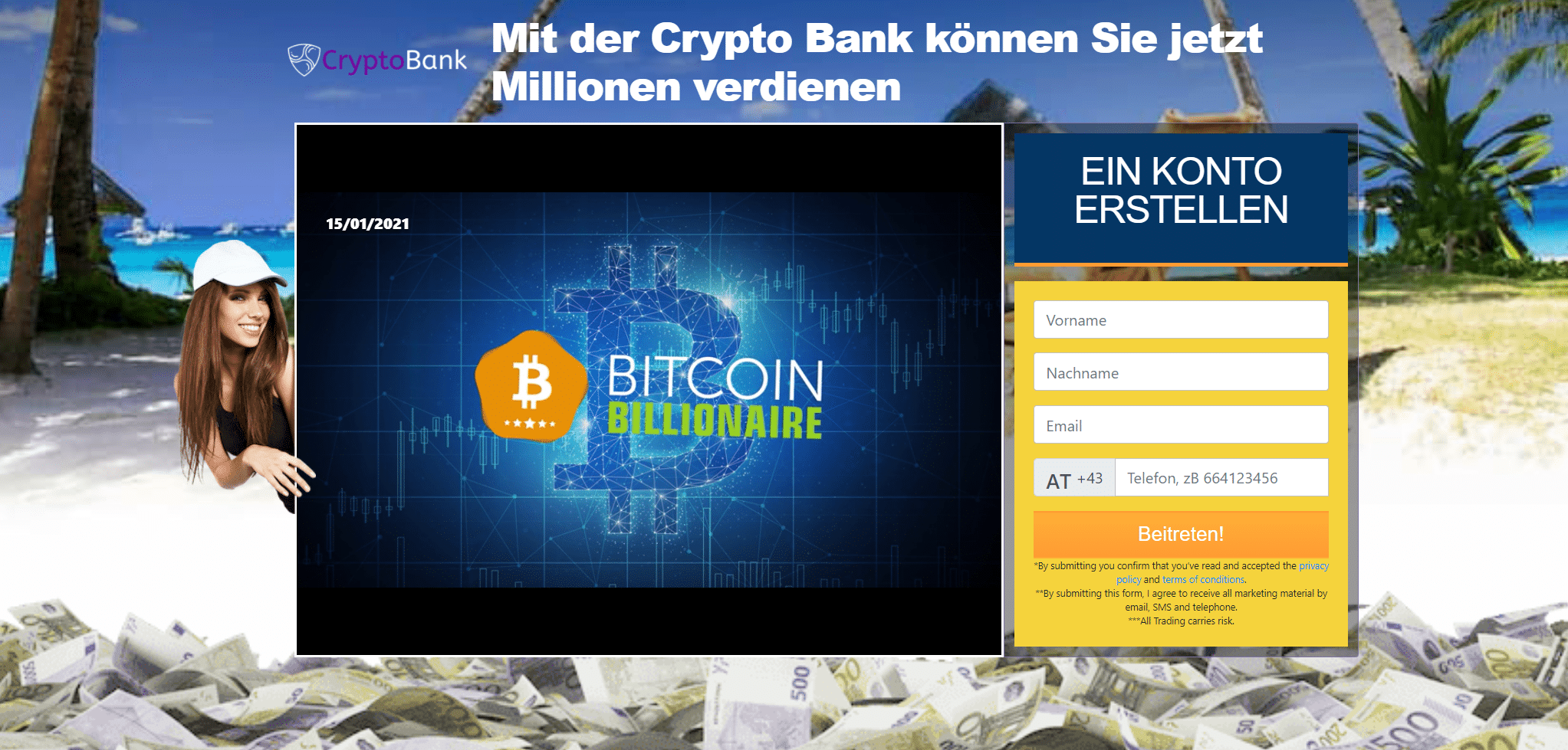 Crypto Bank Webseite