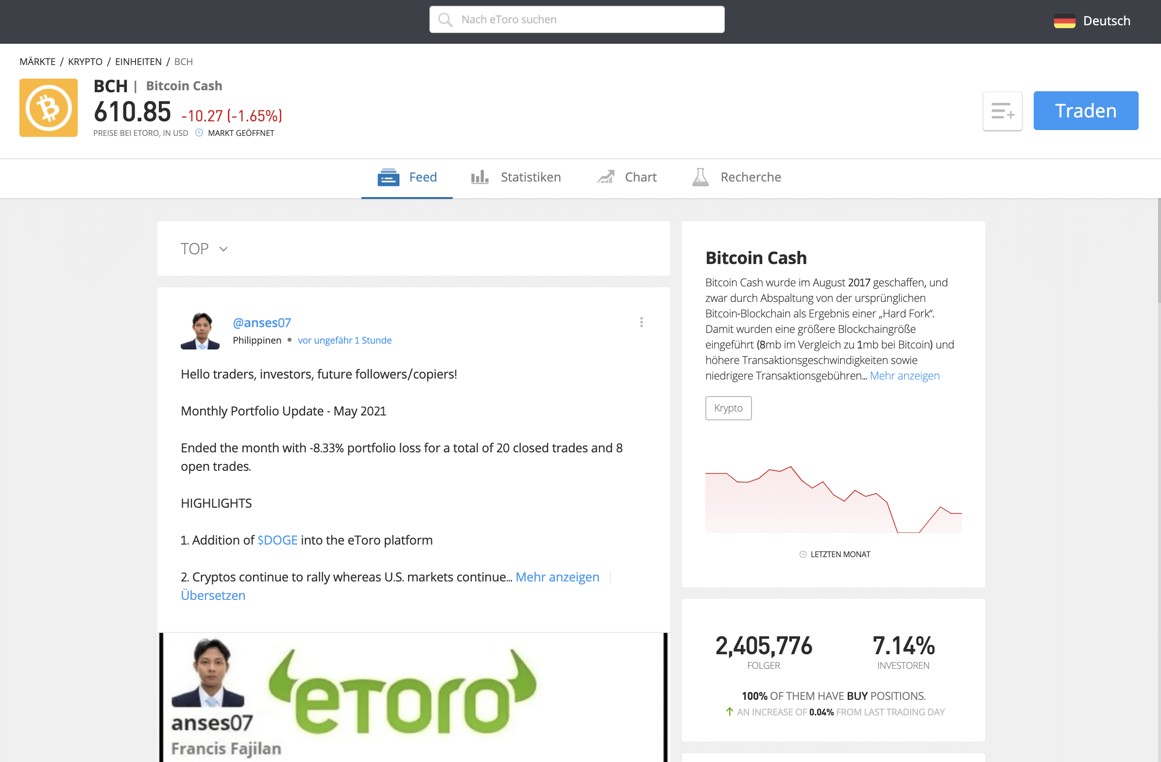 bitcoin cash verkaufen
