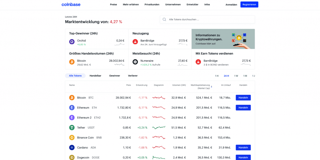 Coinbase Angebot