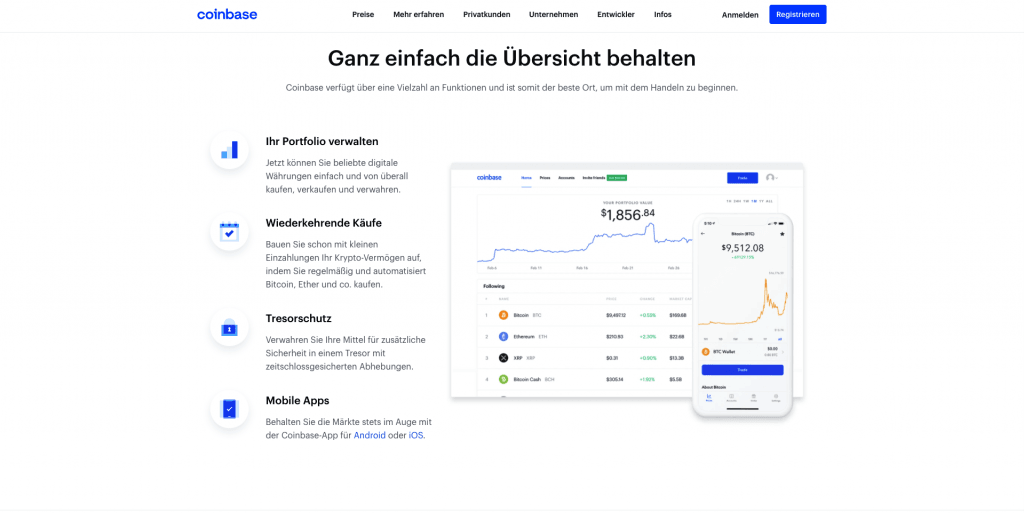 Coinbase Funktionen