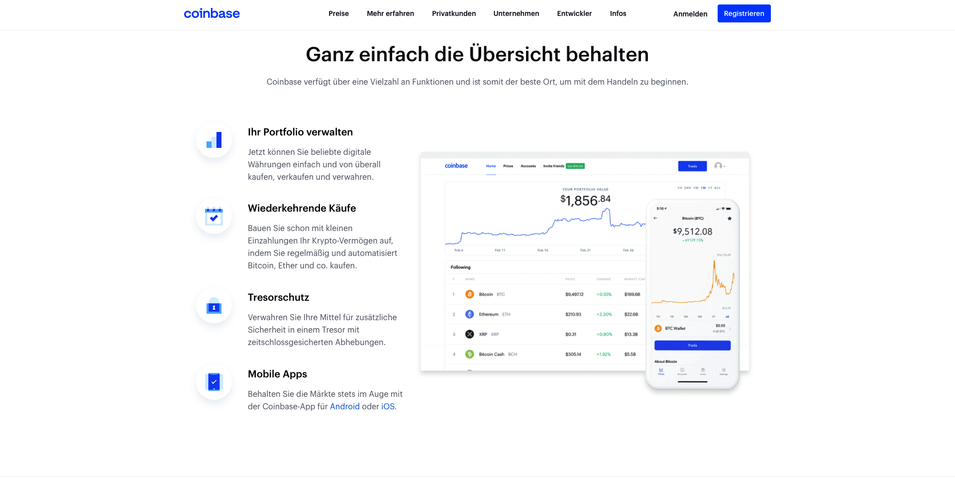 Coinbase Funktionen