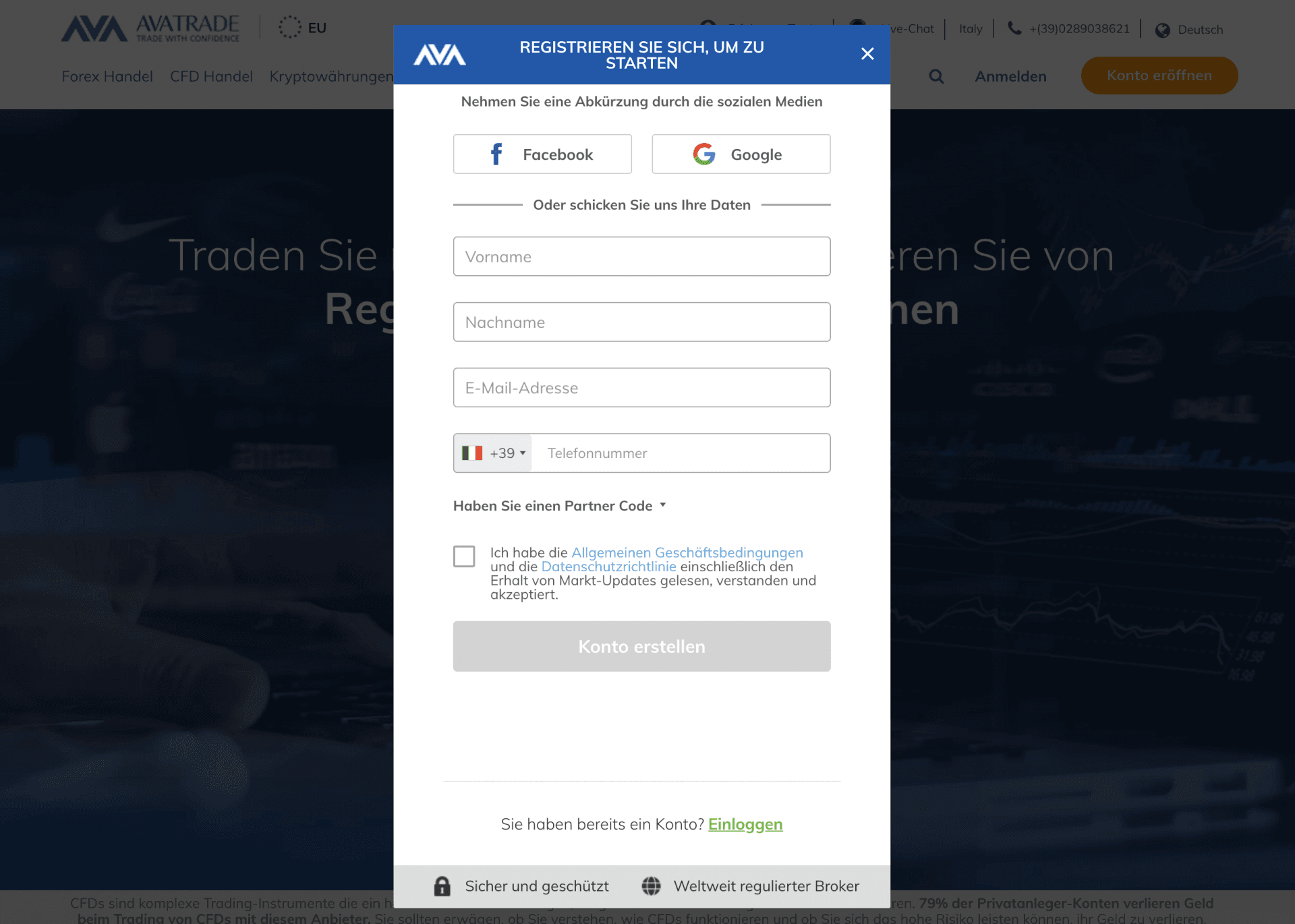 Avatrade Registrierung