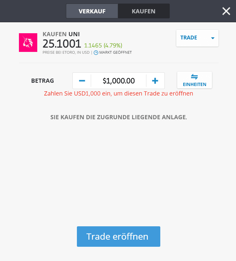 Uniswap auf eToro kaufen