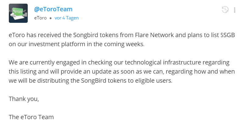 eToro Songbird