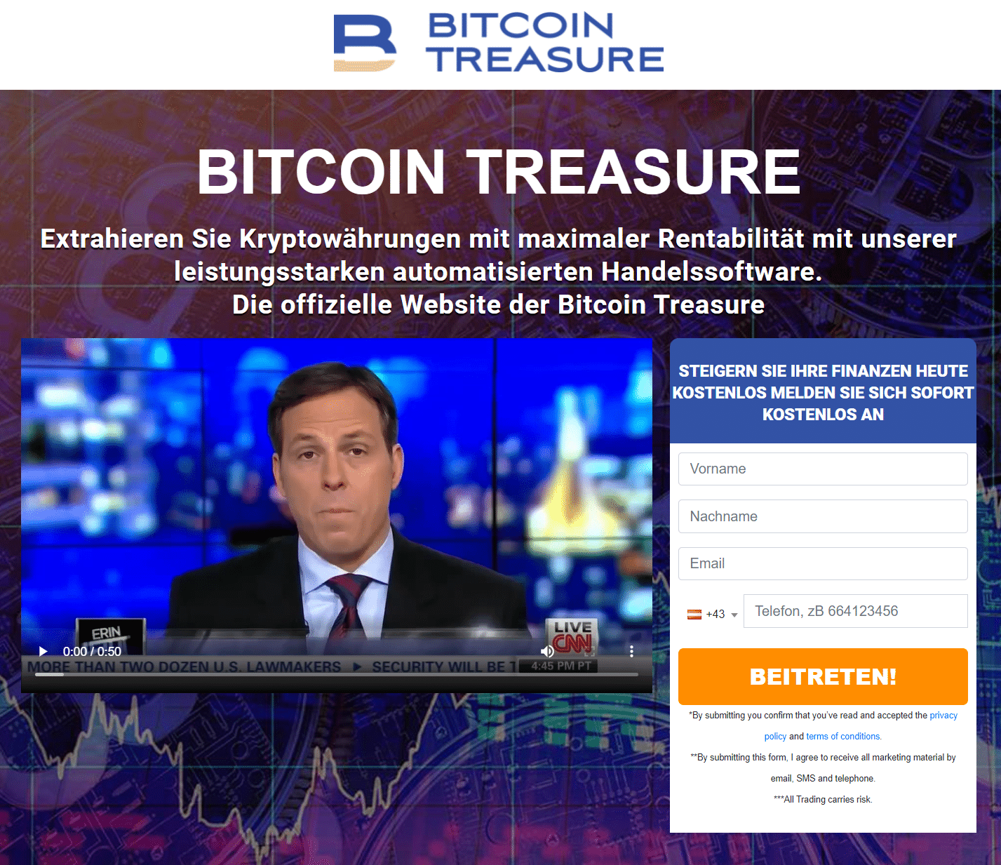 Bitcoin Treasure Webseite