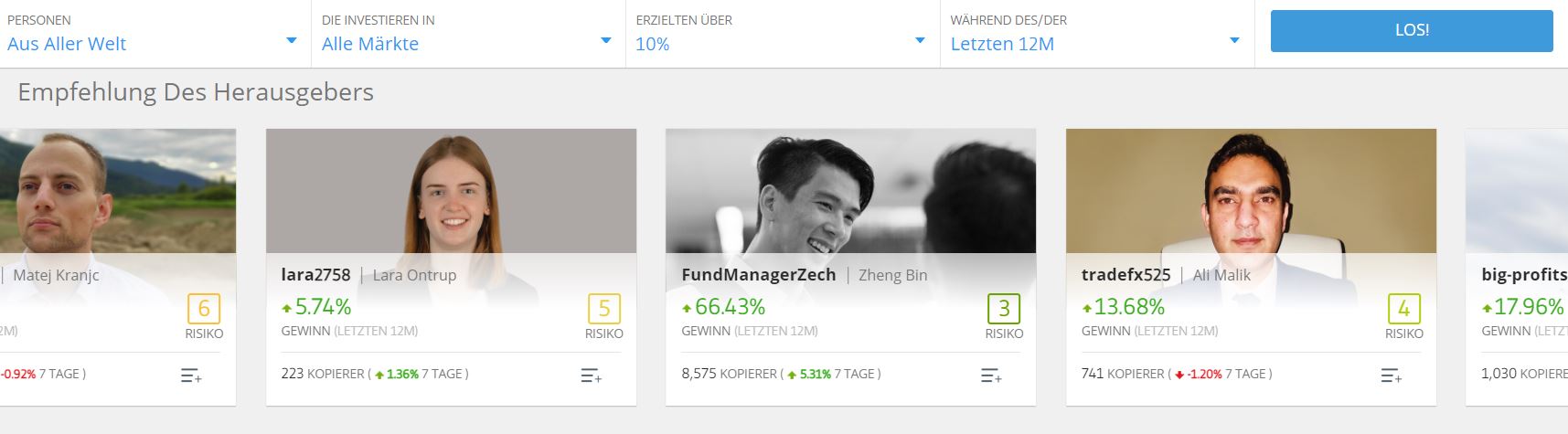 CopyTrader filtern
