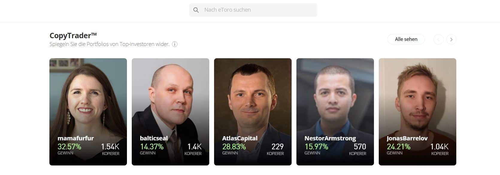 eToro CopyTrader aussuchen