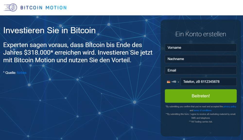 Bitcoin Motion Anmeldung