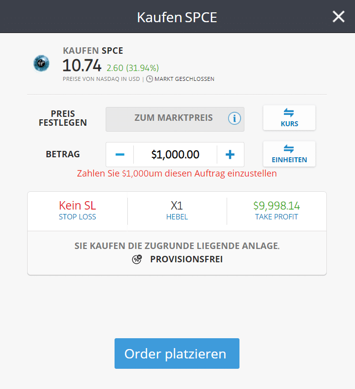 Virgin Galactic Aktie kaufen