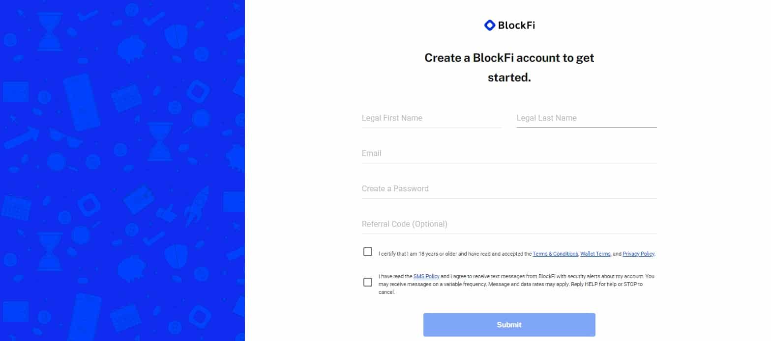 BlockFi Registrierung