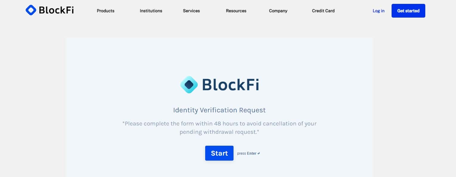 BlockFi Verifikation