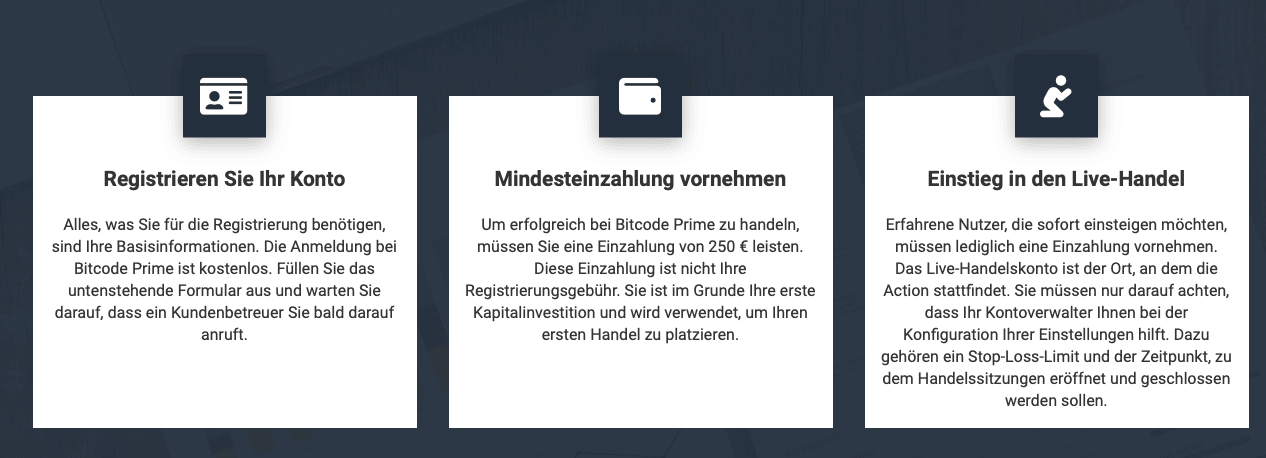 Bitcode Prime Einzahlung