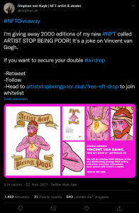 Stephan van Kuyk Artist Stop Being Poor NFT