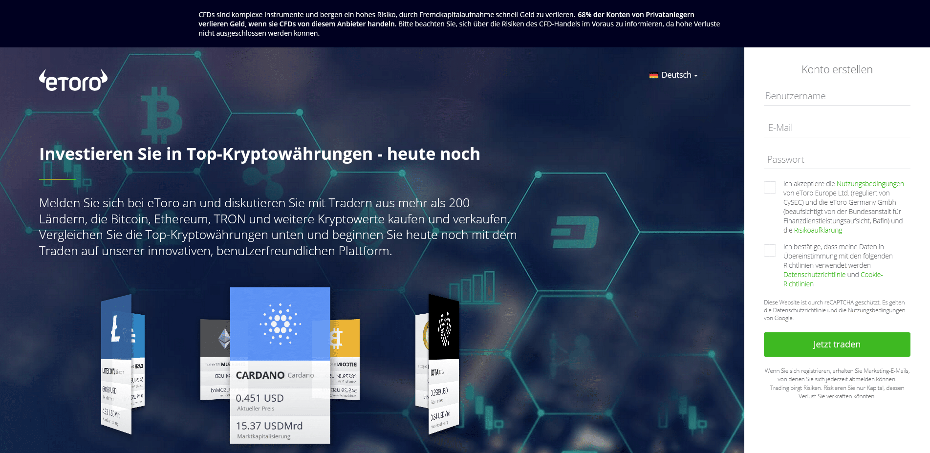 eToro Registrierung