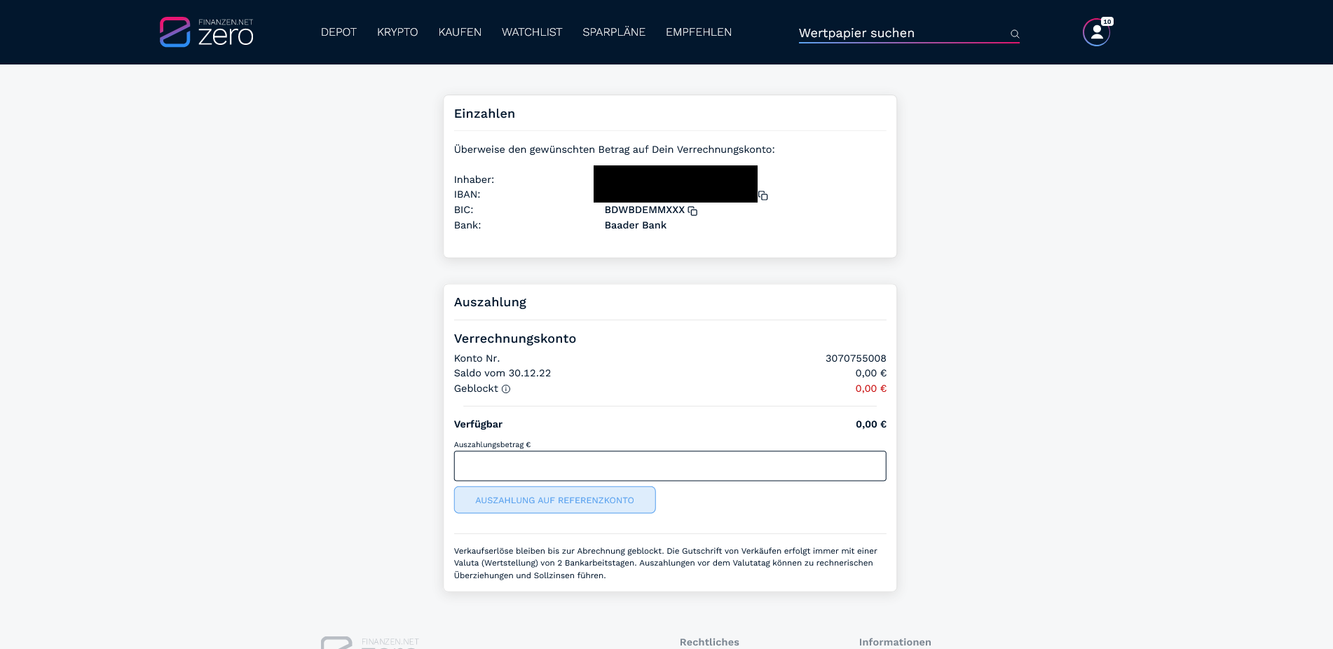 Finanzen.net-Zero-Einzahlung