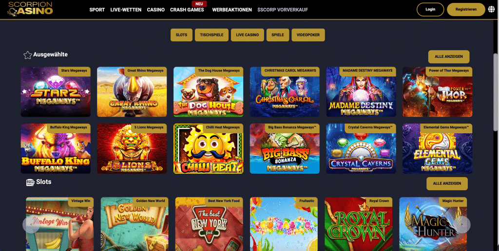 Scorpion Casino Spiele